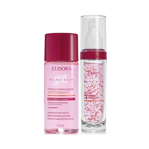 Combo Sérum + Tônico Antioxidante Eudora Niina Skin | PerfuMogi Mogi das Cruzes Combo Sérum + Tônico Antioxidante Eudora Niina Skin para pele mista e oleosa, disponível na PerfuMogi em Mogi das Cruzes.