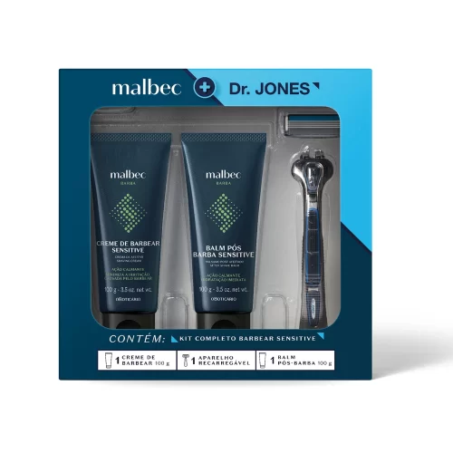 Kit Malbec + Dr. Jones Sensitive em Mogi das Cruzes - PerfuMogi Kit Completo de Barbear Sensitive Malbec + Dr. Jones disponível na PerfuMogi em Mogi das Cruzes.